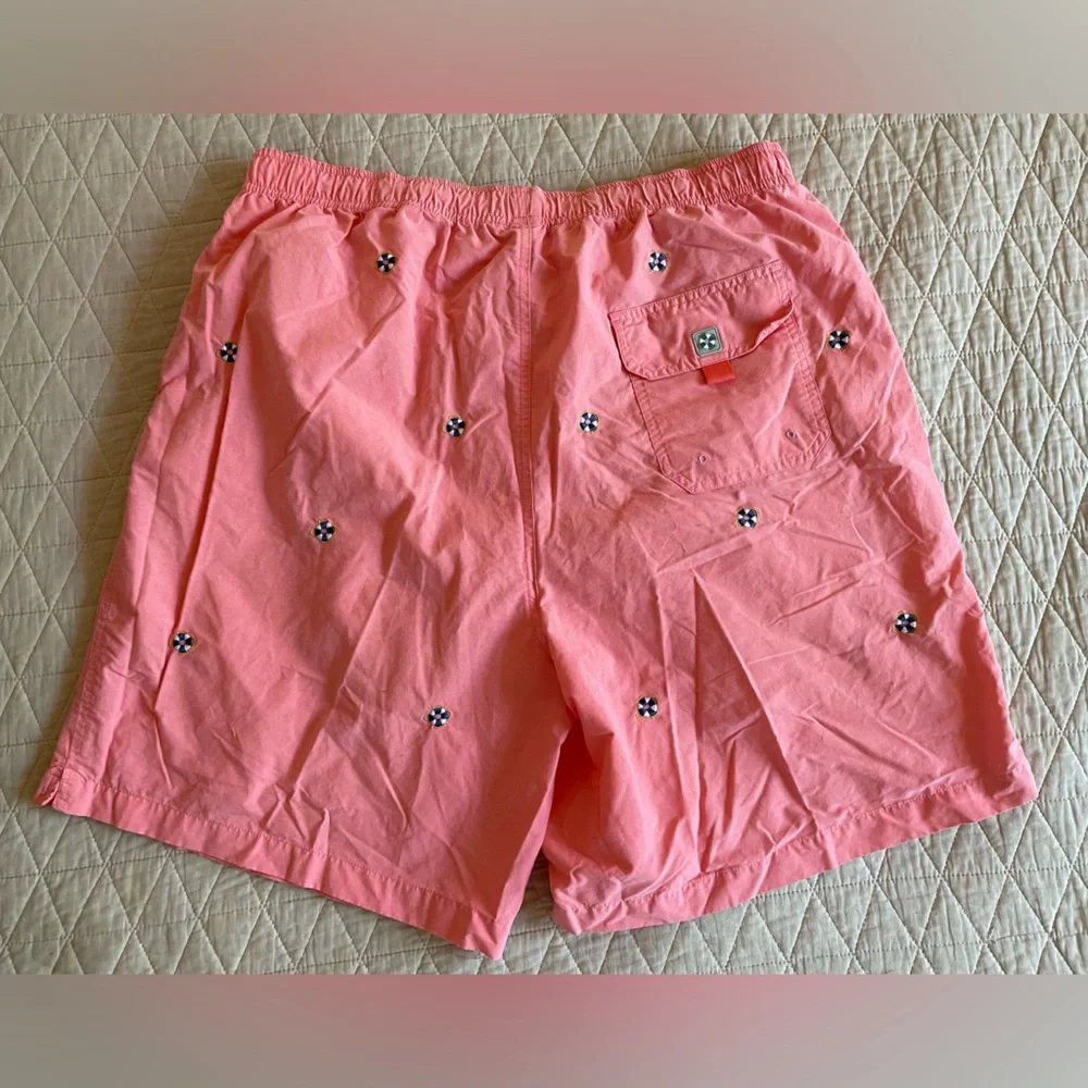 CASTAWAY‎ NANTUCKET Life Preserver Print Swim Trunks in Pink (Multi) Size XL